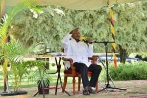 Museveni addressing the envoys